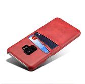 Suteni Calf Texture Back Cover beschermhoes met kaartsleuven voor Galaxy S9 (rood)