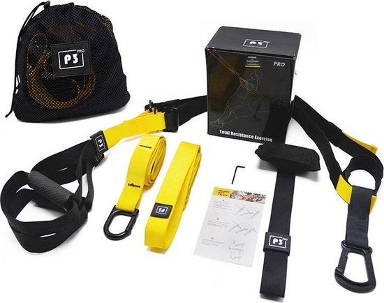 Itstrong Suspension Trainer - TRX - P3 Pro - Fitness Banden – Crossfit - Geel Zwart