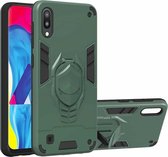 Voor Samsung Galaxy M10 2 in 1 Armor Knight Series PC + TPU beschermhoes met onzichtbare houder (diepgroen)