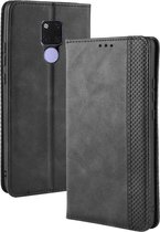 Magnetische gesp Retro textuur Horizontale flip lederen tas voor Huawei Mate 20 X, met houder & kaartsleuven & portemonnee (zwart)