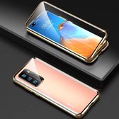 Voor Huawei P40 Pro schokbestendig dubbelzijdig gehard glas magnetische aantrekkingskracht Case met cameralens beschermhoes (goud)