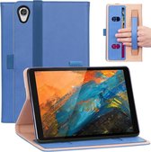 Voor lenovo m8 retro textuur pu + tpu horizontale flip lederen case met houder & kaartsleuven & handriem (blauw)