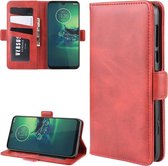 Voor Motorola Moto G8 Plus Dual-side magnetische gesp horizontale flip lederen tas met houder & kaartsleuven & portemonnee (rood)