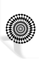Muurstickers - Sticker Folie - Illustratie van een zwart-witte mandala met diamanten - 40x60 cm - Plakfolie - Muurstickers Kinderkamer - Zelfklevend Behang - Zelfklevend behangpapier - Stickerfolie