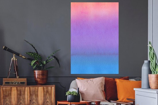 Stickers muraux - Aquarelle - Violet - Rose - Blauw - 80x120 cm - Feuille adhésive