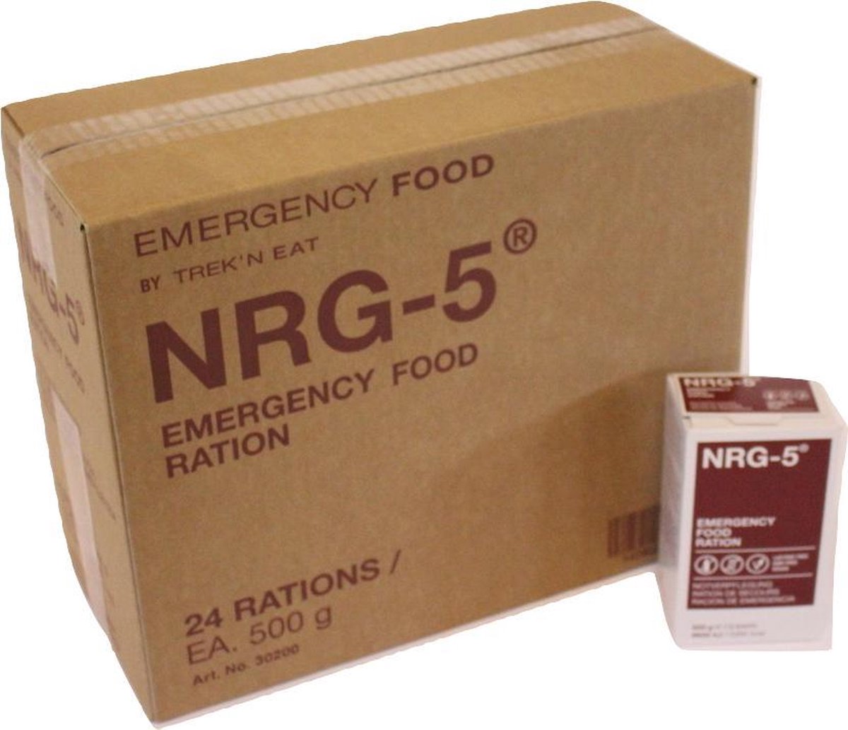 NRG-5 - Ration d'urgence - 2300 kcal - Vegan - Boîte entière de 24