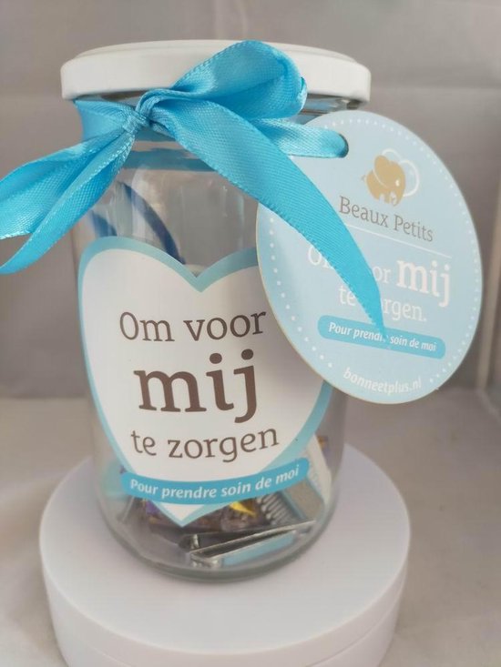 Baby verzorgingsset 7-delig veilige Verzorgset in glazen pot van Beaux Petits® - blauw/jongen Baby geschenkset - Babyshower manicureset kraamcadeau -cadeauset babyblauw jongen — afbeelding 5