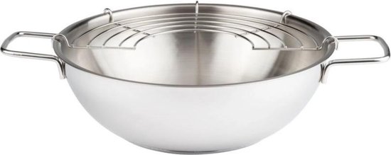 Poêle wok ERNESTO® Ø32 cm - Poêle wok spacieuse avec grille avec couvercle  en acier... | bol.com