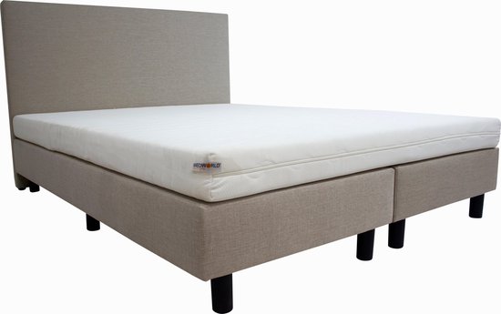 Bedworld Boxspring 200x210 cm avec Matras - Tête de lit Luxe - Rembourré - Suspension micropoche - Crème