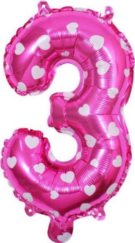 Folie Cijfer Ballon Groot | Roze  | 86 cm. | Cijfer  3 | Maak je feestje compleet met deze mooie ballon!