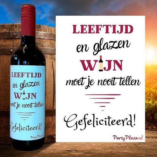 Wijnetiket Verjaardag - Wijn Cadeau - Etiket voor wijnfles - Leeftijd en glazen  wijn... | bol.com