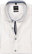 OLYMP Luxor modern fit overhemd - korte mouw - wit structuur (contrast) - Strijkvrij - Boordmaat: 44