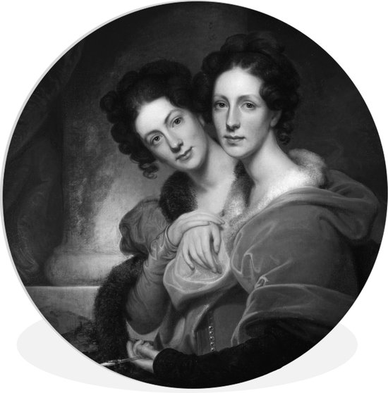 De zusters, Eleanor en Rosalba Peale - Schilderij van Rembrandt van Rijn Wandcirkel kunststof plaat