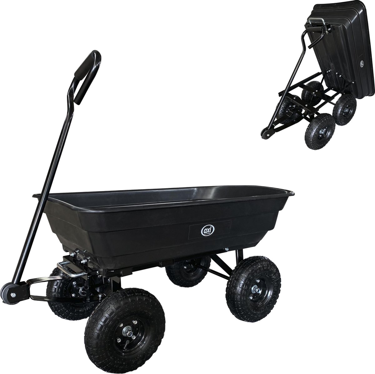 AXI AG75 Tuin transport Kiepwagen in Zwart - 75 liter - max. 250 kg -  Tuinkar - | bol.com