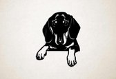 Wanddecoratie - Hond - Teckel - Doxie - S - 56x45cm - Zwart - muurdecoratie - Line Art