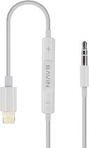 Bavin Lightning naar Audio Aux kabel met Volumeregelaar - Lightning naar Jack 3.5MM - Wit