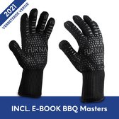 Hittebestendige Ovenwanten - Ovenhandschoenen - Hittebestendige handschoen - BBQ handschoenen - Extra lang voor Armbescherming - 2 stuks - Incl. E-book - FURNA®