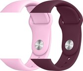 2 sport bandjes geschikt voor Apple Smartwatch 38/40 mm S/M – YOUNIQ – Roze Zand & Wijn Rood – iWatch Series 1/2/3/4/5/6/SE - Horloge Band Strap geschikt voor Apple Watch