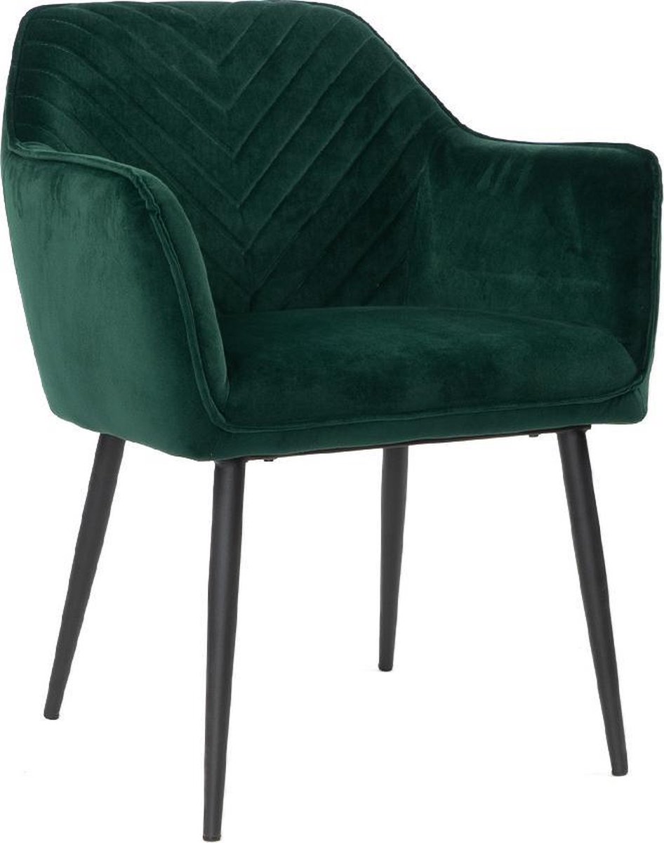 Bronx71® Velvet eetkamerstoel Fiona donkergroen - stoel