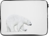 Laptophoes 13 inch - IJsbeer - Dieren - Wit - Laptop sleeve - Binnenmaat 32x22,5 cm - Zwarte achterkant