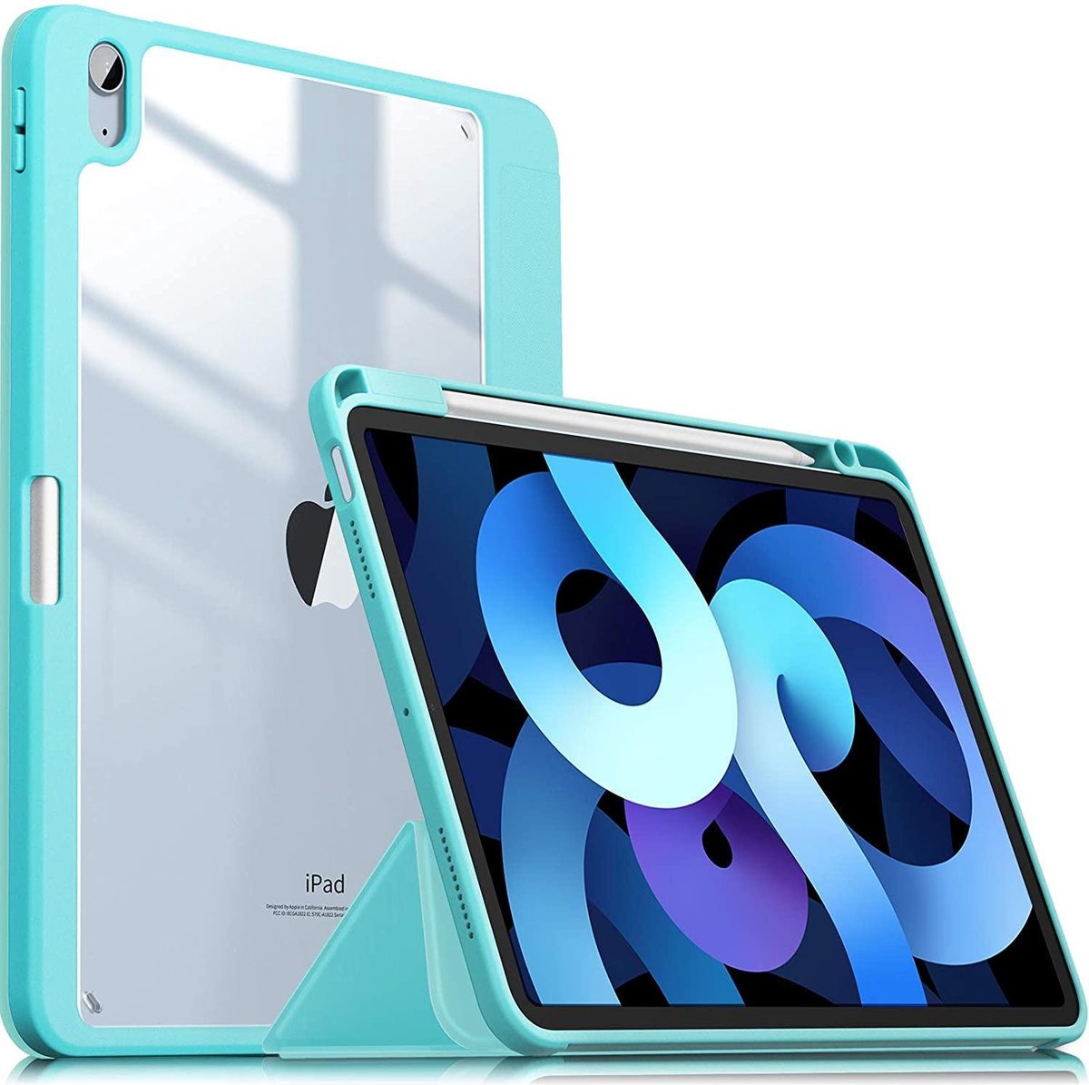 HB Hoes Geschikt voor Apple iPad Air 2022 & Apple iPad Air 2020 (10.9 inch) Mint - Shockproof Tri Fold Tablet Case - Smart Cover