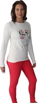 VANILLA – Dames pyjama - Pyjamasets – Tweedelig – Egyptisch katoen -Slim fit – Wit /Roze - S - PJ1238