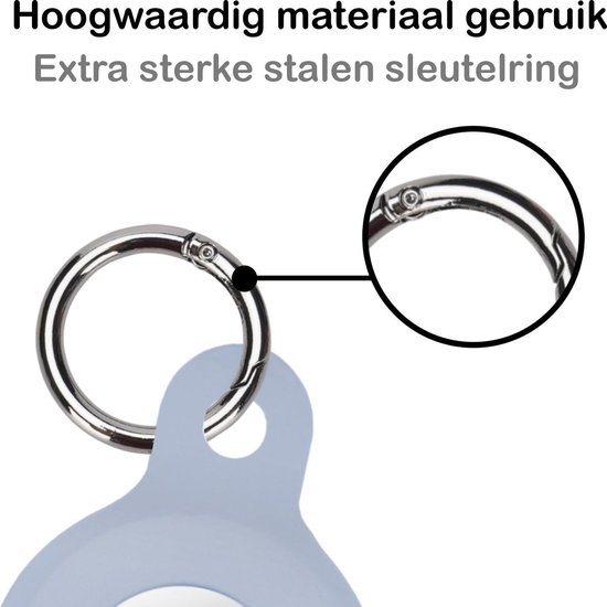 AirTag Porte-clés Etui AirTag Pendentif En Siliconen - Etui Porte-clés Pendentif AirTag - Gris Bleu - PACK DE 2