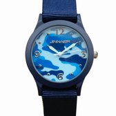 Horloge Jinn aier-camouflage-blauw-canvas-36 mm-Tiener-Charme Bijoux
