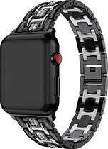 Geschikt voor Apple Watch bandje 38 / 40 / 41 mm - Series 1 2 3 4 5 6 7 SE - Smartwatch iWatch horloge band - 38mm 40mm 41mm - Fungus - RVS metaal - Zwart zilver - Glitter