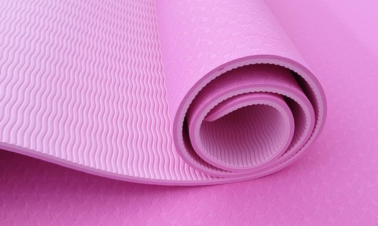 Yogamat - Fitnessmat - TPE - Eco Friendly - Non Slip - 183 x 61 x 0.6 cm - Dual Color [Roze & Licht Roze] van Yogamat — afbeelding 4