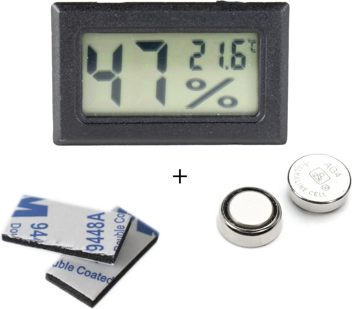 Tool Meister - Hygrometer en Temperatuurmeter - 2 in 1 - Digitaal - Voor buiten en binnen - Zwart -