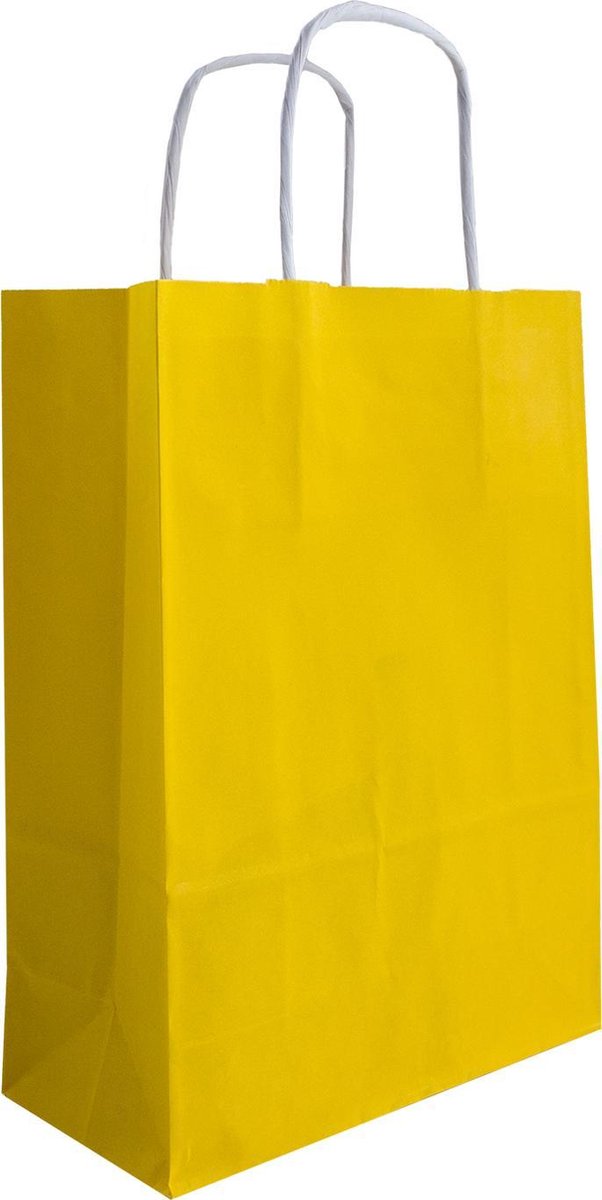 Papieren tasjes 50 stuks - Geel - A4 25x11x32 - Cadeautasjes - Papieren tasjes met handvat