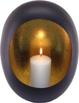 Kandelaar T-light - BlackMarrakech Egg T-light - Black/gold - 20 x 10 x 28cm