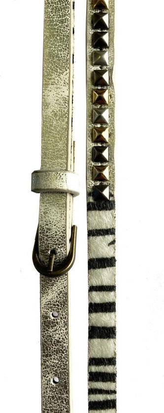 Damesriem Zebra – Lang en Smal – Zilverkleur met studs – 100cm / 1cm