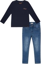 Koko Noko BIO Basics Set(2delig) Jeans NORI blauw en Shirt LS Nova Navy - Maat 122/128