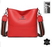 LaGloss ECHT LEDER Dames Schoudertas Rood - Luxe Schouder tas - Trendy - 22 x 24 cm - Rood