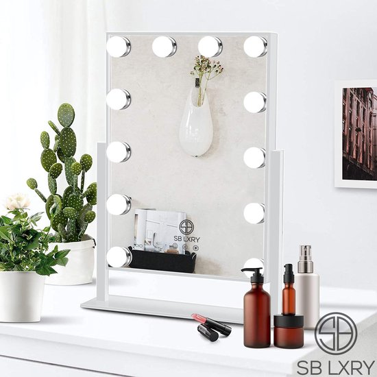 overschot markt verdieping SB LXRY® La Principessa – Visagie spiegel - Hollywood spiegel met  verlichting - Wit | bol.com