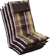 Blumfeldt Sylt Set van 4 tuinkussen - stoelkussen - zitkussen - hoge rugleuning - hoofdkussen - 50 x 120 x 9 cm - UV bestendig polyester