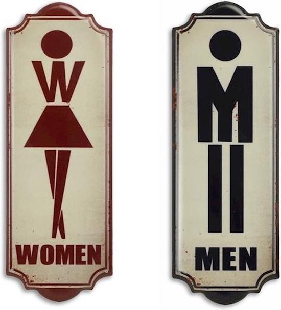 Ensemble de signes de toilette en métal - toilettes hommes femmes | bol.com