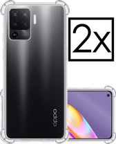 Hoes Geschikt voor OPPO A94 Hoesje Siliconen Cover Shock Proof Back Case Shockproof Hoes - Transparant - 2x