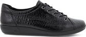 ECCO Soft Classic dames veterschoenen crocoprint - Zwart - Maat 41 - Uitneembare zool