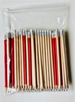 100 stuks potloden met gum rood en naturel