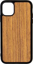 Apple Iphone 11 Pro Houten GSM Hoesje Teak Hout Shockproof TPU Case Hoes Uniek Design Telefoon Zwart Protection Geschenk Kerstmis Vaderdag Moederdag Verjaardag