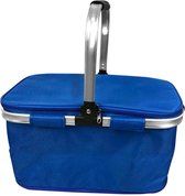 Promis Picknickmand met koelvak + Thermosfles 0.5 liter - Koeltas - Strandtas - Picknickmand 2 personen - Picknickmand zonder inhoud - Blauw - Picknickmand leeg - Picknickmand opvouwbaar