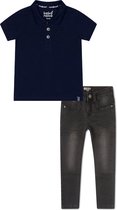 Koko Noko BIO Basics Set(2delig) Jeans NOX BLACK en Polo Navy - Maat 110/116