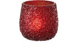 J-Line Theelichthouder Glitter Glas Rood Set van 4 stuks