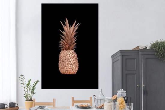 Poster 120x180 cm - Ananas - Rosé goud - Zwart - Posters - Kamer decoratie - Wanddecoratie woonkamer - Muurdecoratie slaapkamer XXL