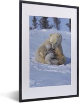 Fotolijst incl. Poster - IJsbeer - Welp - Sneeuw - 40x60 cm - Posterlijst