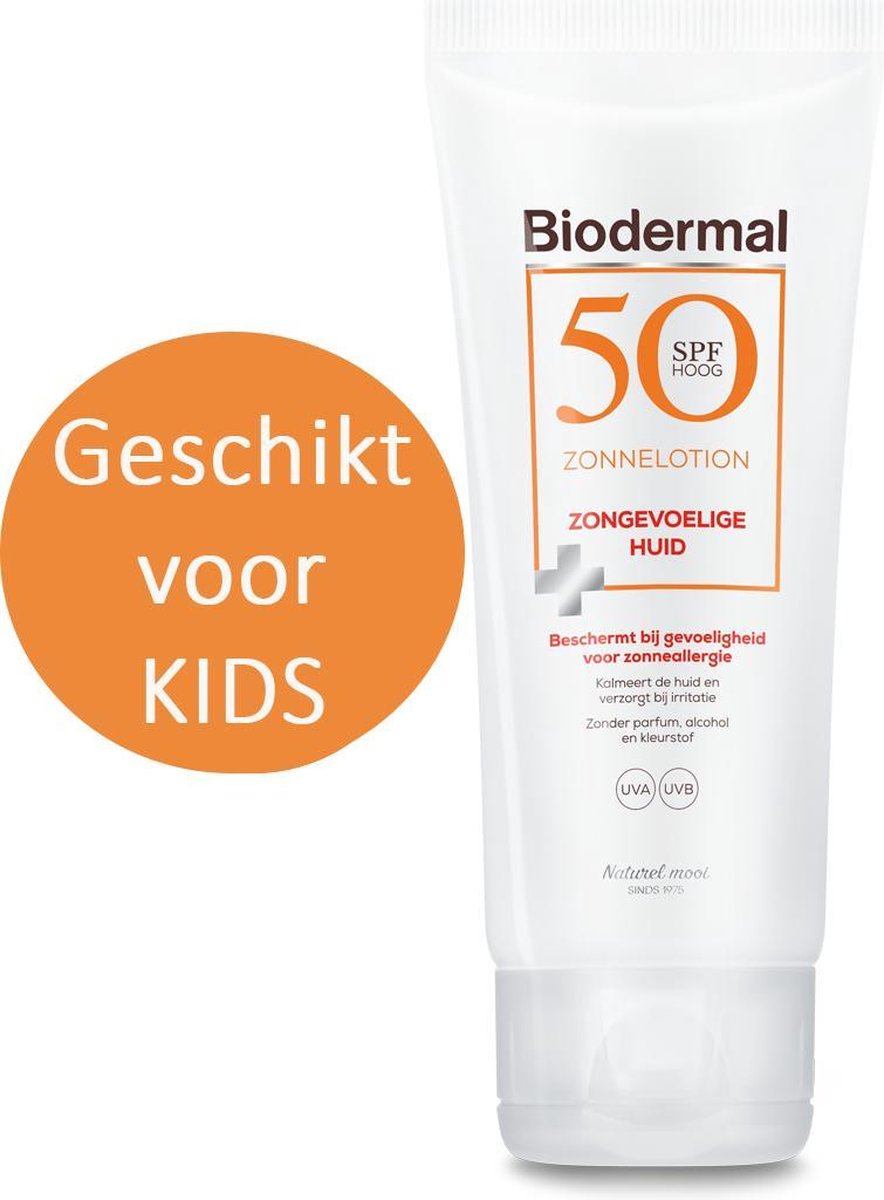Biodermal Zonnelotion Gevoelige Huid - zonnebrand voor de gevoelige huid - Spf 50 - 100 ml - ook geschikt voor kinderen