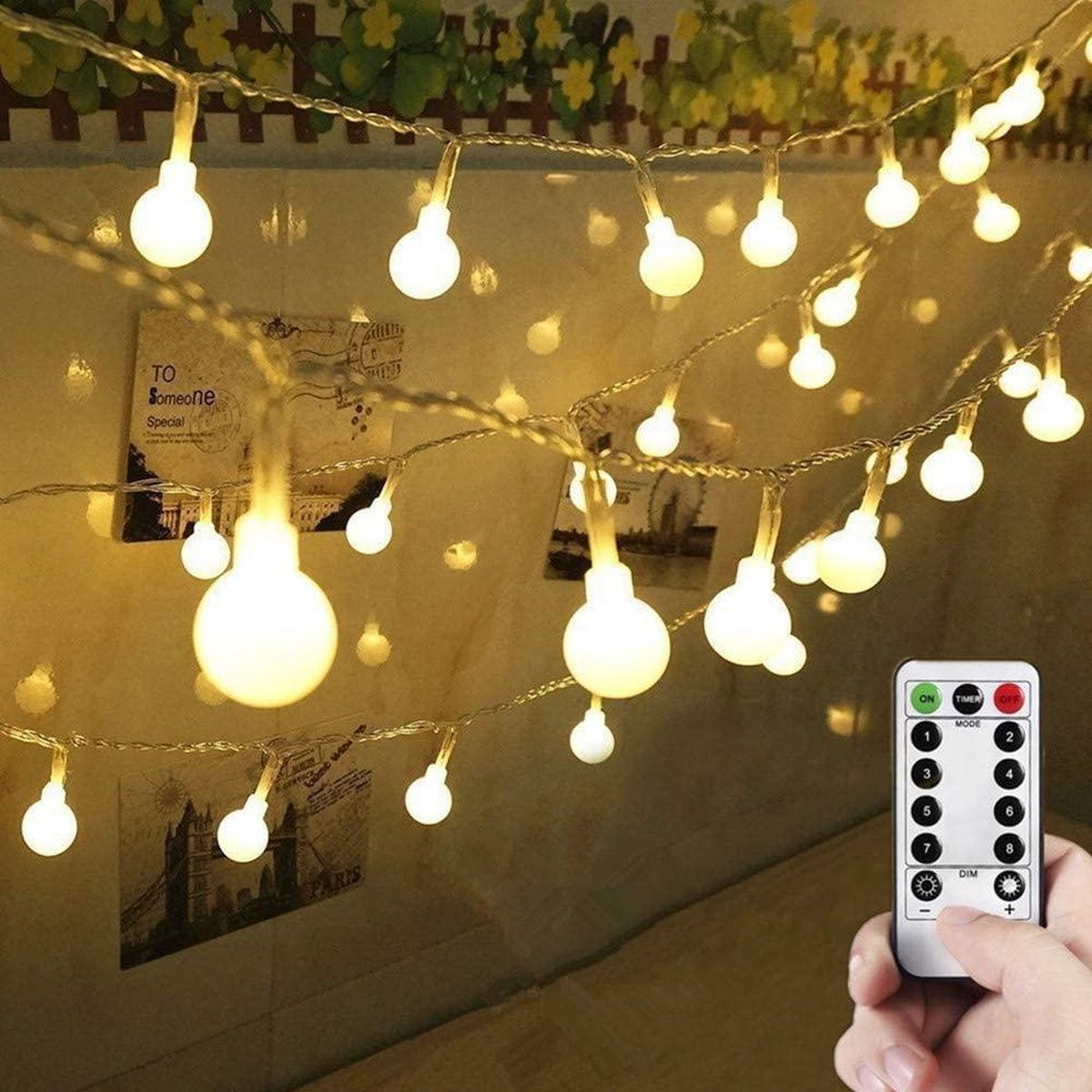 Mini LED-Lichtsnoer m. draad/timer lichtgeel - Tiny's Hobby